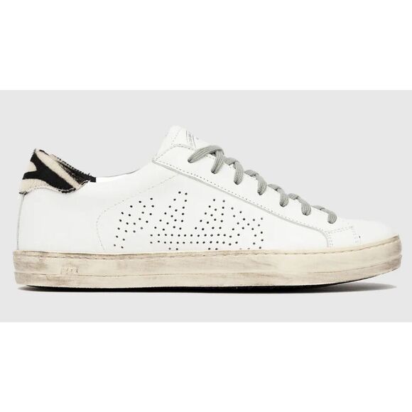 NWOT P448 Queens John Low Top White Sneakers Zebra Animal Calf Hair, $245 - Picture 1 of 10